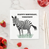 Schwarz-Weiß-Zebra im Gras-Party Serviette (Beispiel)