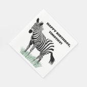 Schwarz-Weiß-Zebra im Gras-Party Serviette (Ecke)
