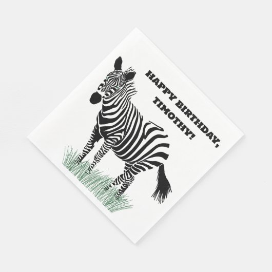 Schwarz-Weiß-Zebra im Gras-Party Serviette (Ecke)