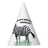 Schwarz-Weiß-Zebra im Gras Partyhütchen (Vorderseite)