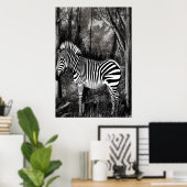 Schwarz-Weiß-Zebra-Kunst | AI Art Poster (Heimbüro)