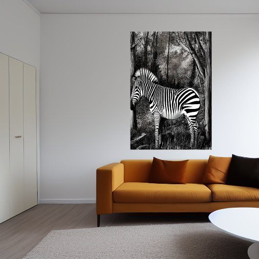 Schwarz-Weiß-Zebra-Kunst | AI Art Poster