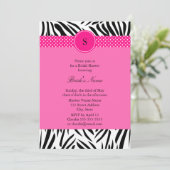 Schwarz-Weiß-Zebra mit Hot-Pink-Brautparty Einladung (Stehend Vorderseite)