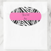 Schwarz-Weiß-Zebra mit Hot-Pink Ovaler Aufkleber (Tasche)