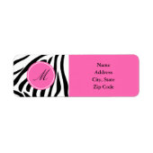 Schwarz-Weiß-Zebra-Monogramm-Druck mit Hot-Rosa (Vorne)