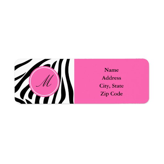 Schwarz-Weiß-Zebra-Monogramm-Druck mit Hot-Rosa (Vorne)
