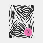 Schwarz-Weiß-Zebra-Monogramm-Druck mit Hot-Rosa Fleecedecke (Vorderseite)