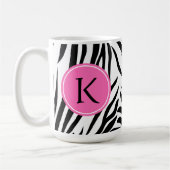 Schwarz-Weiß-Zebra-Monogramm-Druck mit Hot-Rosa Kaffeetasse (Links)
