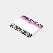 Schwarz-Weiß-Zebra-Monogramm-Druck mit Hot-Rosa Post-it Klebezettel (angewinkelt)