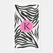 Schwarz-Weiß-Zebra-Monogramm-Druck mit Hot-Rosa Serviette (Vorderseite)