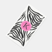 Schwarz-Weiß-Zebra-Monogramm-Druck mit Hot-Rosa Serviette (Ecke)