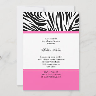Schwarz-Weiß-Zebra-Monogramm-Druck und Hot-Pink Einladung