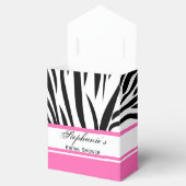 Schwarz-Weiß-Zebra-Monogramm-Druck und Hot-Pink Geschenkschachtel (Geöffnet)