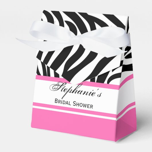 Schwarz-Weiß-Zebra-Monogramm-Druck und Hot-Pink Geschenkschachtel (Vorderseite)