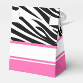 Schwarz-Weiß-Zebra-Monogramm-Druck und Hot-Pink Geschenkschachtel (Rückseite)