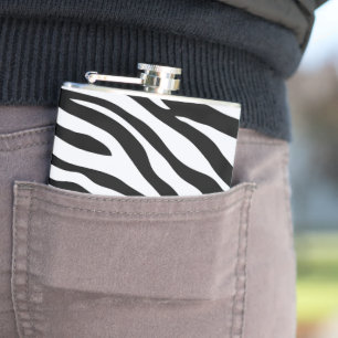 Schwarz-Weiß-Zebra-Muster-Safari gepackt Flachmann