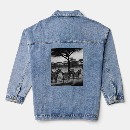 Schwarz-Weiß-Zebra-Ölfarbe, Denim-Jacket Jeansjacke (Rückseite)