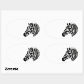 Schwarz-Weiß-Zebra Ovaler Aufkleber (Blatt)