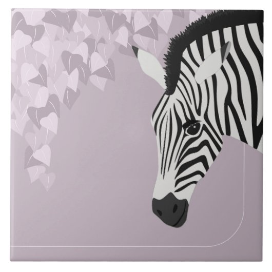 Schwarz-weiß Zebra Pink Ivy Fliese (Vorderseite)
