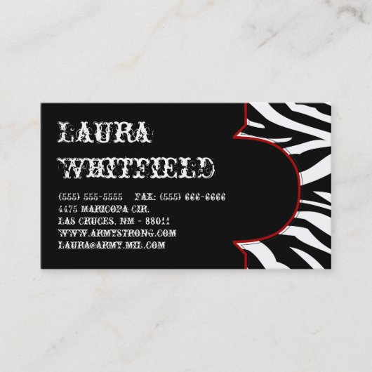Schwarz-Weiß-Zebra Print Animal Business Card Visitenkarte (Vorderseite)