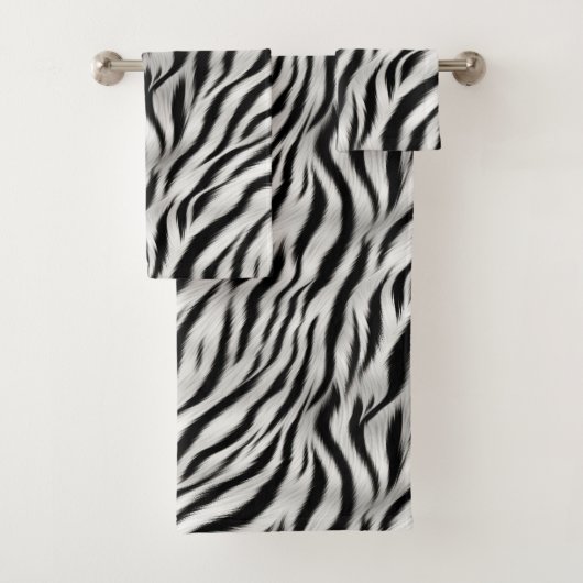 Schwarz-weiß Zebra Print Animal Safari Badhandtuch Set (Insitu)