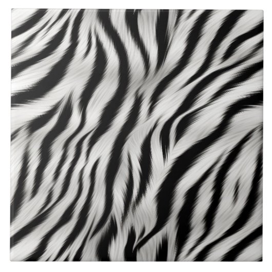 Schwarz-weiß Zebra Print Animal Safari Fliese (Vorderseite)