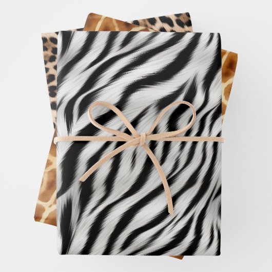 Schwarz-weiß Zebra Print Animal Safari Geschenkpapier Set (Beispiel)