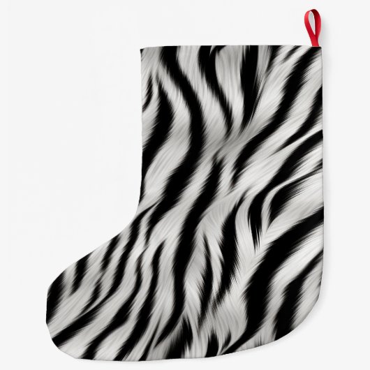 Schwarz-weiß Zebra Print Animal Safari Großer Weihnachtsstrumpf (Rückseite)