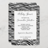 Schwarz-Weiß Zebra Print Baby Dusche Einladung (Vorne/Hinten)