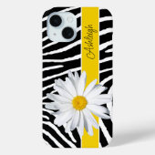Schwarz, Weiß Zebra Print, Daisy Blume Case-Mate iPhone Hülle (Rückseite)