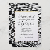 Schwarz-Weiß-Zebra Print Geburtstag Einladung (Vorne/Hinten)