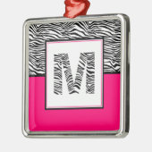Schwarz/Weiß #Zebra Print Monogram | Heiß rosa Ornament Aus Metall (Links)