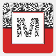 Schwarz-Weiß-Zebra-Print-Monogramm | Rot
