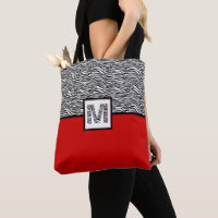 Schwarz-Weiß-Zebra-Print-Monogramm | Rot