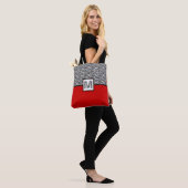 Schwarz-Weiß-Zebra-Print-Monogramm | Rot Tasche (Am Model)