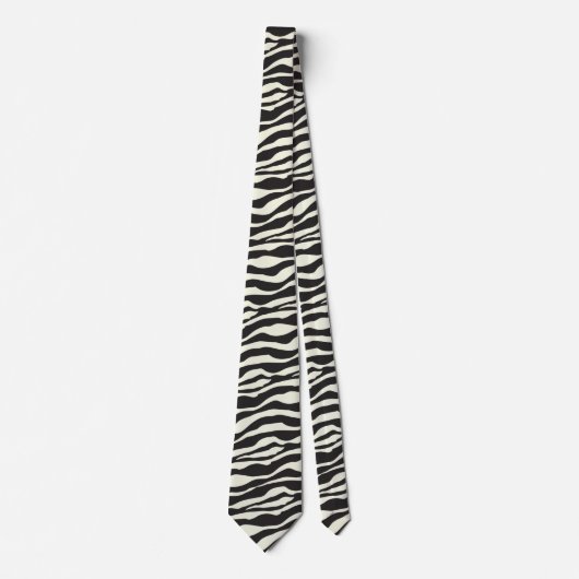 Schwarz/Weiß Zebra Print Wild Exotic Animal Print Krawatte (Vorderseite)