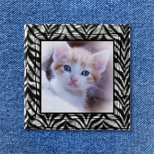Schwarz-Weiß-Zebra-Rahmen-Foto Button