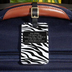 Schwarz-Weiß-Zebra-Safari-Musterdruck Gepäckanhänger