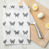 Schwarz-Weiß-Zebra-Schmetterlingsfarbe Zeichnend M Geschirrtuch (Viertel Falte)