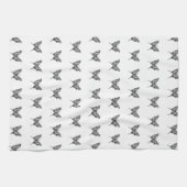 Schwarz-Weiß-Zebra-Schmetterlingsfarbe Zeichnend M Geschirrtuch (Horizontal)