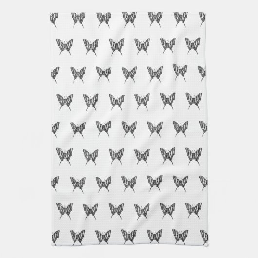 Schwarz-Weiß-Zebra-Schmetterlingsfarbe Zeichnend M Geschirrtuch (Vertikal)