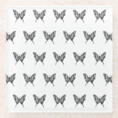 Schwarz-Weiß-Zebra-Schmetterlingsfarbe Zeichnend M Glasuntersetzer (Vorderseite)