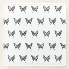 Schwarz-Weiß-Zebra-Schmetterlingsfarbe Zeichnend M Glasuntersetzer