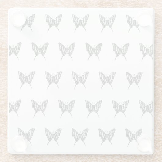 Schwarz-Weiß-Zebra-Schmetterlingsfarbe Zeichnend M Glasuntersetzer (Rückseite)