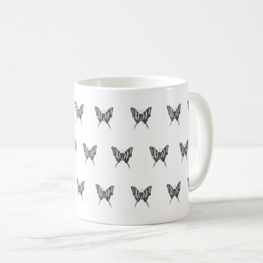 Schwarz-Weiß-Zebra-Schmetterlingsfarbe Zeichnend M Kaffeetasse (VorderseiteRechts)