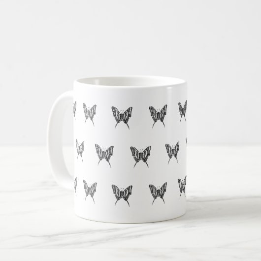 Schwarz-Weiß-Zebra-Schmetterlingsfarbe Zeichnend M Kaffeetasse (Vorderseite Links)