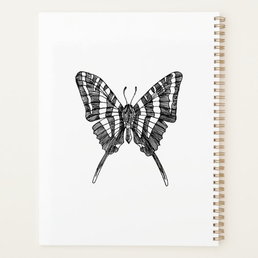 Schwarz-Weiß-Zebra-Schmetterlingsfarbe Zeichnend M Planer (Rückseite)