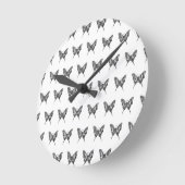 Schwarz-Weiß-Zebra-Schmetterlingsfarbe Zeichnend M Runde Wanduhr (Winkel)