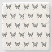 Schwarz-Weiß-Zebra-Schmetterlingsfarbe Zeichnend M Steinuntersetzer (Vorderseite)