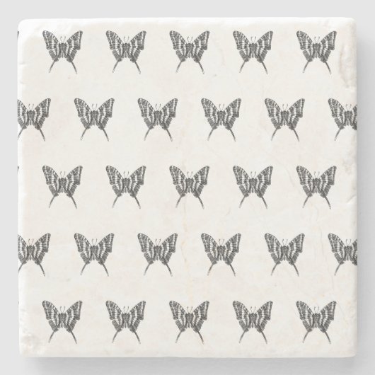 Schwarz-Weiß-Zebra-Schmetterlingsfarbe Zeichnend M Steinuntersetzer (Vorderseite)